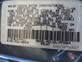 1999 TOYOTA SIENNA LE LIGHT BLUE 3.0L AT 2WD Z18329